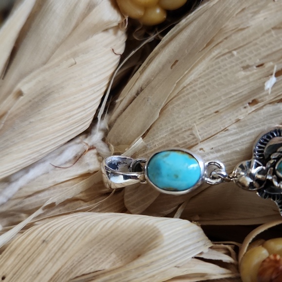 Gorgeous NWOT Native American Navajo Turquoise Double Stone Pendant 💙 - Picture 10 of 11